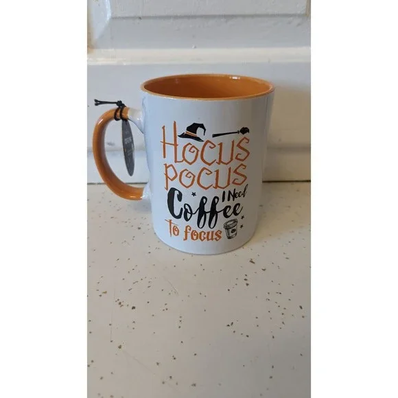HOCUS POCUS I NEED COFFEE TO FOCUS HALLOWEEN FUNNY SARCASM CERAMIC COFFEE MUG - Picture 6 of 7